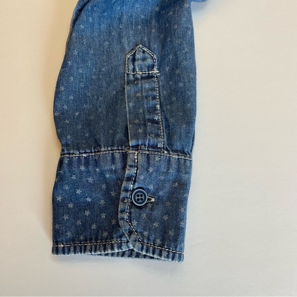 ABS Denim Collection Long Sleeve Star Print Button Down Denim Shirt- size Medium - Picture 8 of 11